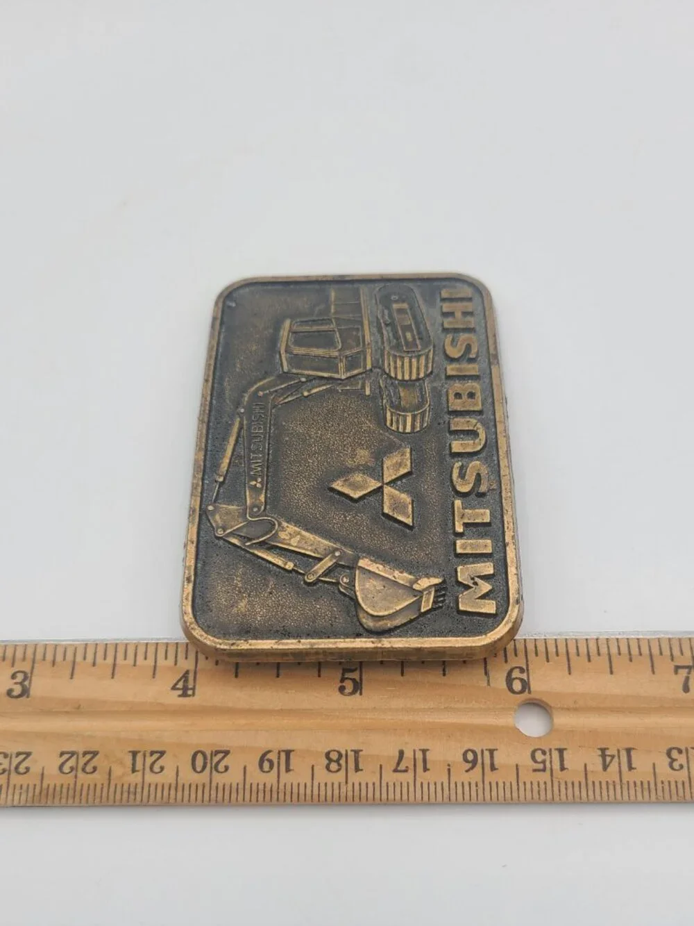 Vintage Mitsubishi Excavator Belt Buckle Construction Heavy Equipment USA